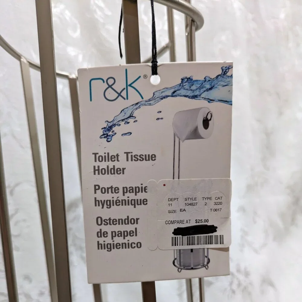 Toilet Paper Holder Stand with Reserve Roll Storage Free-Standing Chrome Silver
